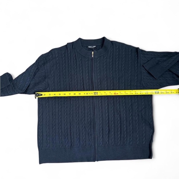 Nautica Navy Cable-Knit Zip Front Sweater - Picture 5 of 8